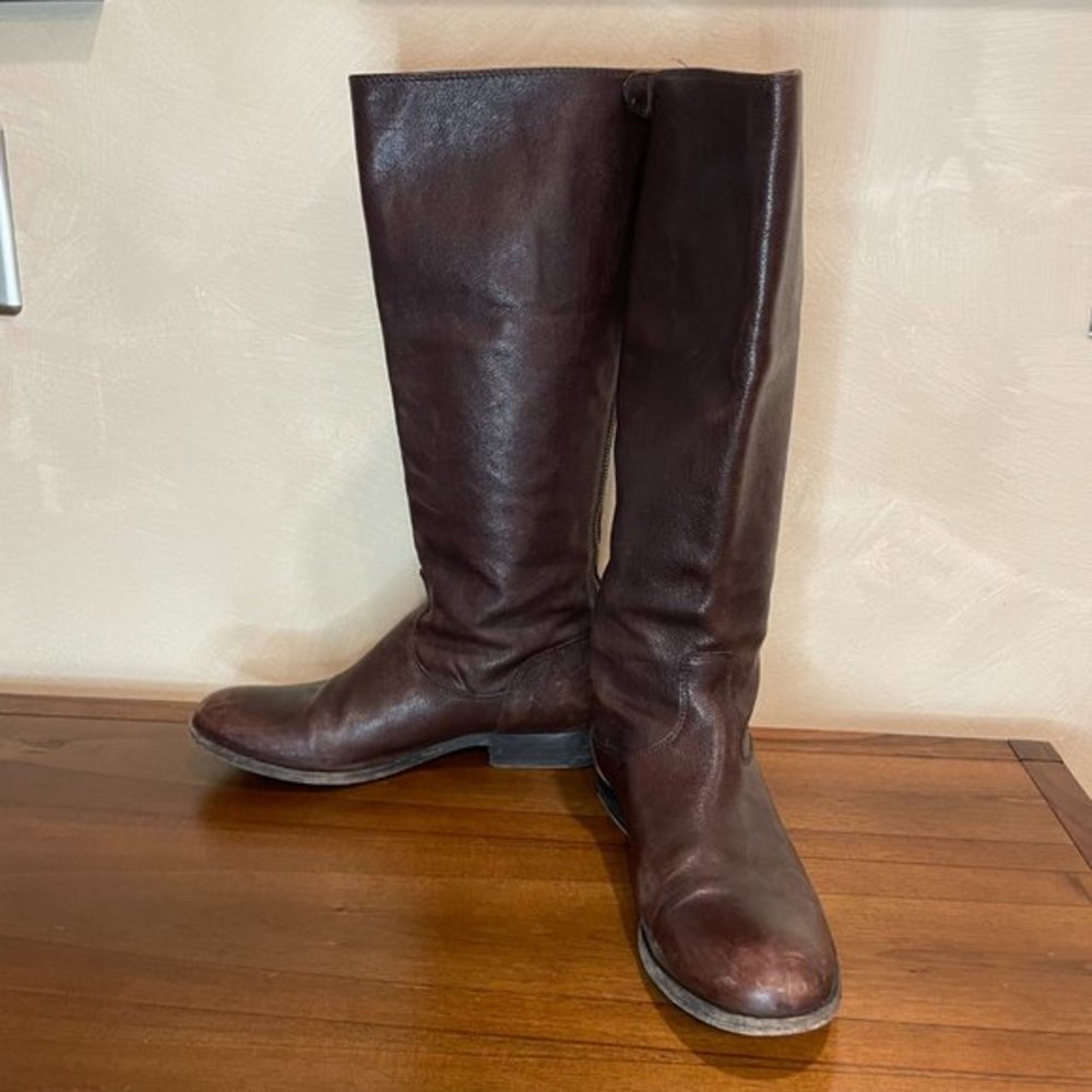 Frye Dark Brown Leather Riding Boots in Size US 8.5